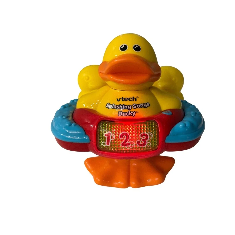 Vtech Splashing Songs Ducky Interactive Musical Light Up Bath Toy Yellow Red